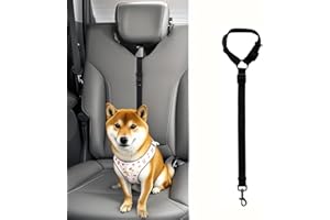 Dog Seat Belt for Car, Retractable Dog Car Harness with Headrest Ring Leash, 45-60cm Ring Range, 45-75cm Safety Long Rope, Po