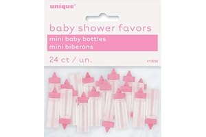 UNIQUE Mini Baby Pink Plastic Bottle Favors - 1'', 24 Count - Ideal for Girl Baby Showers, Baptisms & Gender Reveals