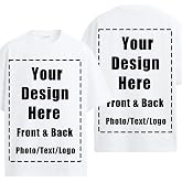 RUILULULI Custom T Shirts Front Back for Men Women Personalized T-Shirt Add Your Own Design with Image Text Logo Tee Tops