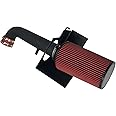 3-Inch Cold Air Intake Kit with Heat Shield + Filter Compatible for Jeep Wrangler 2012-2017 Wrangler JK 2018 3.6L V6 (Black Tube & Red Filter)