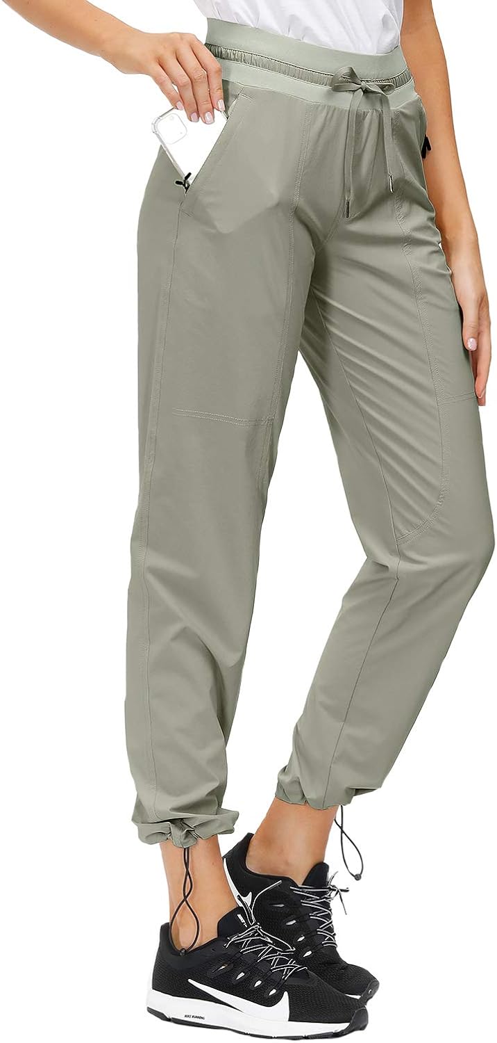 Libin Women's Quick Dry Hiking Pants Lightweight Outdoor Drawstring Joggers Athletic Pants, Water Resistant, Stretch, UPF 50: Clothing