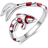 POPLYKE Koi Fish/Snake Ring For Women Sterling Silver Lucky Rings Jewelry Adjustable Open Ring
