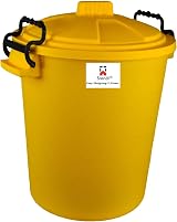 Srendi 50L Yellow Plastic Storage Bin Locking Lid Outdoor Food Storage
