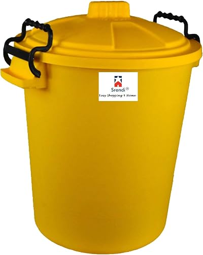 Srendi 50L Yellow Plastic Storage Bin Locking Lid Outdoor Food Storage