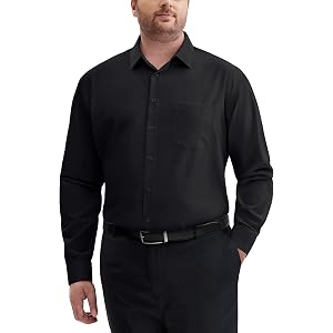 J.VER Big and Tall Dress Shirts for Men Long Sleeve Shirt with Collar Stays | Stretch, Plus Size, Button Down, Spread Collar,