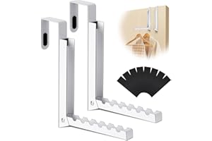 MERDTTES 2-Packs Over the Door Hanger Hooks with Extra Anti-slip Pads, Metal Folding Clothes Drying Racks for Laundry, Dorm, Portable Space Saving Coat Towels Organizer Rack for Travel, Hanging Storage