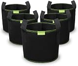 Mactoou 10 Gallon Grow Bags 5 Pack Nonwoven Fabric Vegetable Planter Black