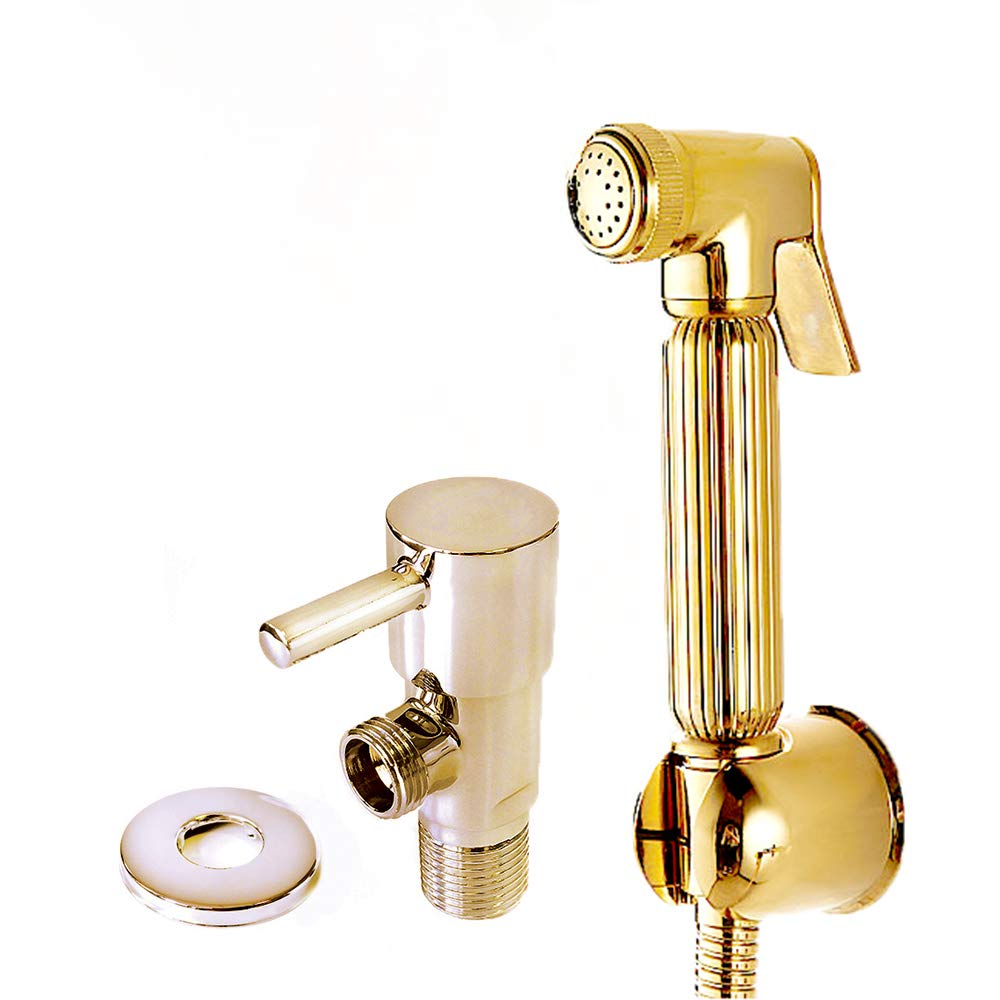 Xcel Home Quality Gold Brass Bidet Douche Set | Muslim Shattaf Shower Head | Hygiene Toilet Spray | 1 Set