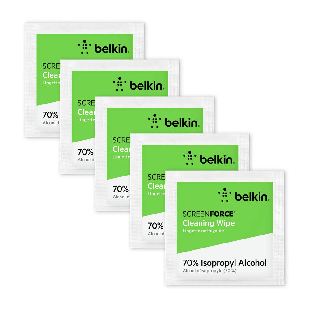 Belkin Screen Cleaning Wipes 75-Count (70% ISP Alcohol Wipes Reduce Bacteria up to 99%) for Smartphones, Tablets, Keyboards, more