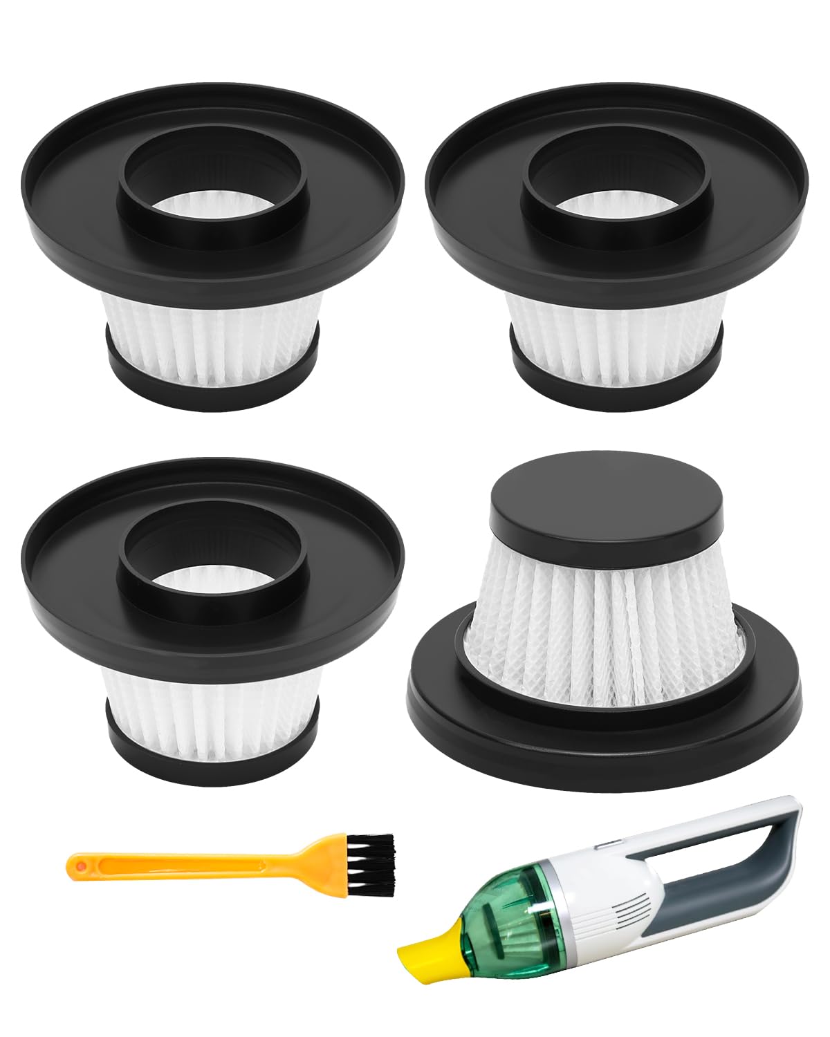 Photo 1 of Replacement Filter Compatible with Horsepower Duck Compact Cordless Vacuum Cleaner AS Seen On TV, Vacuum Cleaner Filter Replacement Parts, Black, 4+1 Pack
