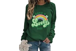 Dahuiya Irish Lucky St Patricks Day Sweatshirts Womens Vintage Leprechaun Graphic Tees