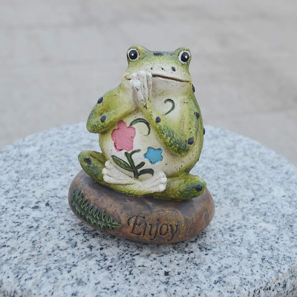 HoDrme Novelty Yoga Frog Figurine-Frog Sitting On Enjoy Stone Sculptures Office Outdoor Decor Garden Statue: Home & Kitchen