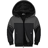 LLdress Boys Hoodie Kids Fleece Sherpa Lined Jacket Youth Zip Up Heavyweight Hooded Sweatshirt Teen Winter Warm Coat