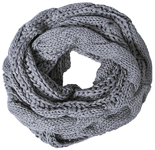 Loritta Womens Winter Ribbed Infinity Scarf Thick Knit Circle Loop Scarf - Light Gray