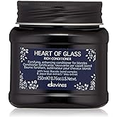 Davines Heart of Glass Rich Conditioner, Fortifying Treatment for Blonde & Silver Hair - Biacidic Bond Complex Repairs, Brightens & Nourishes with Jagua Blue Extract - Weightless Finish