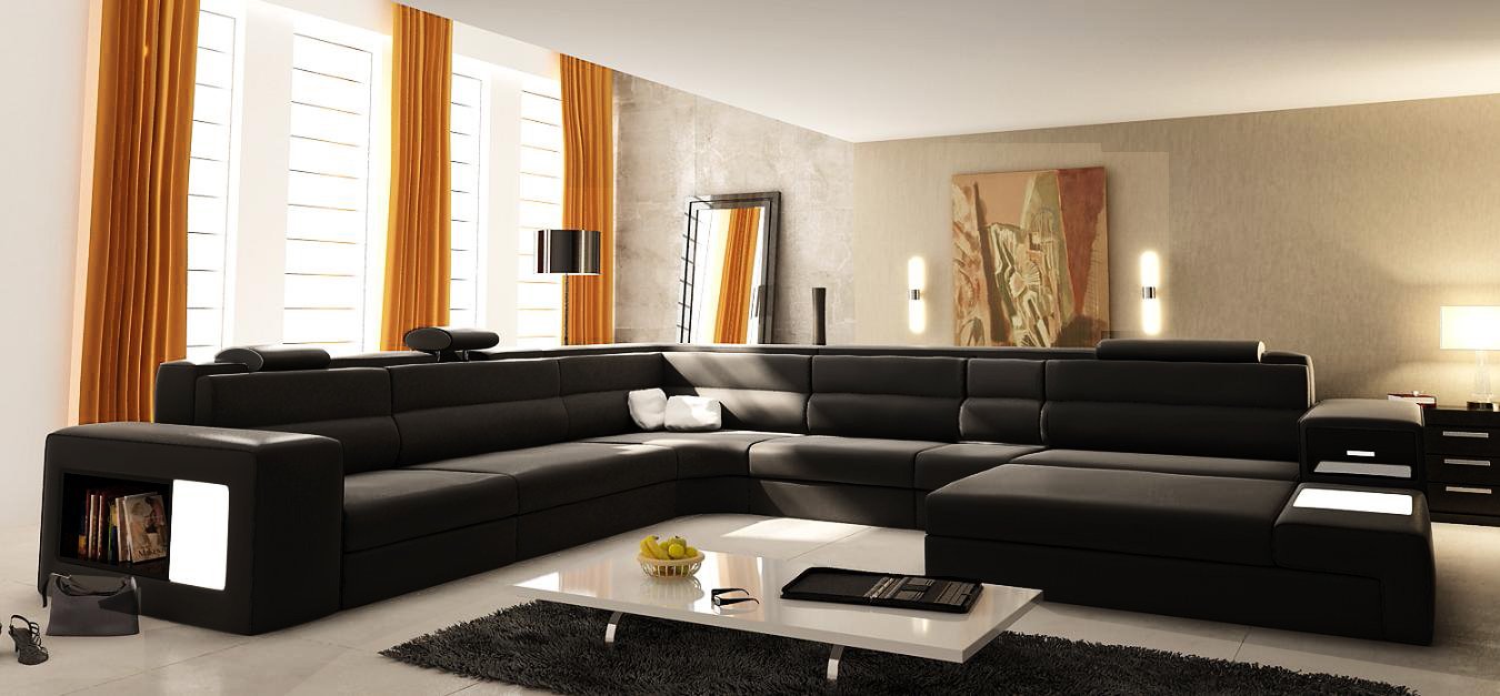 Best modern style white bonded leather sectional sofa