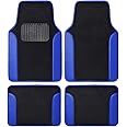 BDK Floor Mats for Cars, Two-Tone Carpet Car Floor Mats with Faux Leather Accents, Automotive Floor Mat Set with Built-In Hee