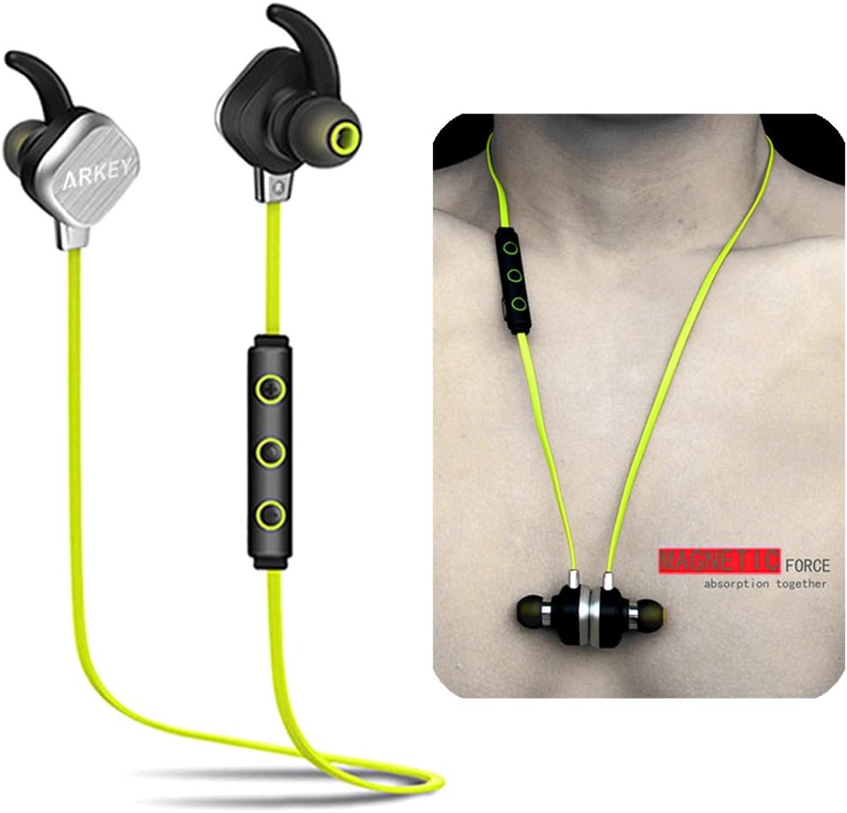 Bluetooth headset,ARKEY Ak55 Bluetooth 4.1 Wireless Sports Headphones In-ear Running Jogging Stereo Earbuds Headsets with 10-HourS Talking Time for IOS,Android cell phone and Bluetooth Devices(Green)