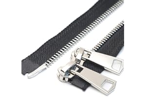 YaHoGa #5 30 Inch 75cm Two Way Separating Jacket Zipper Silver Metal Zippers for Jackets Coats Sewing Crafts (30" TW Silver)