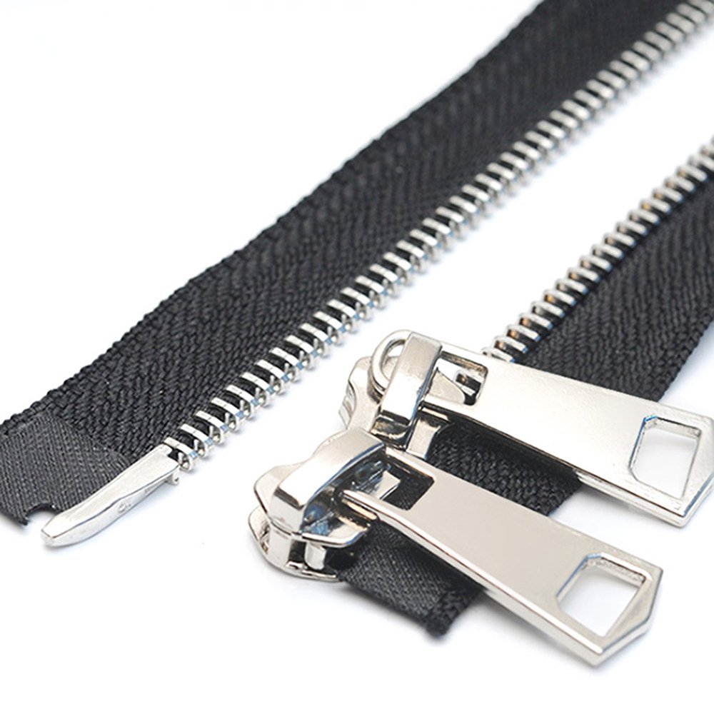 YaHoGa #5 32 Inch Two Way Separating Jacket Zipper Silver Metal Zippers for Jackets Coats Sewing Crafts (32" TW Silver)