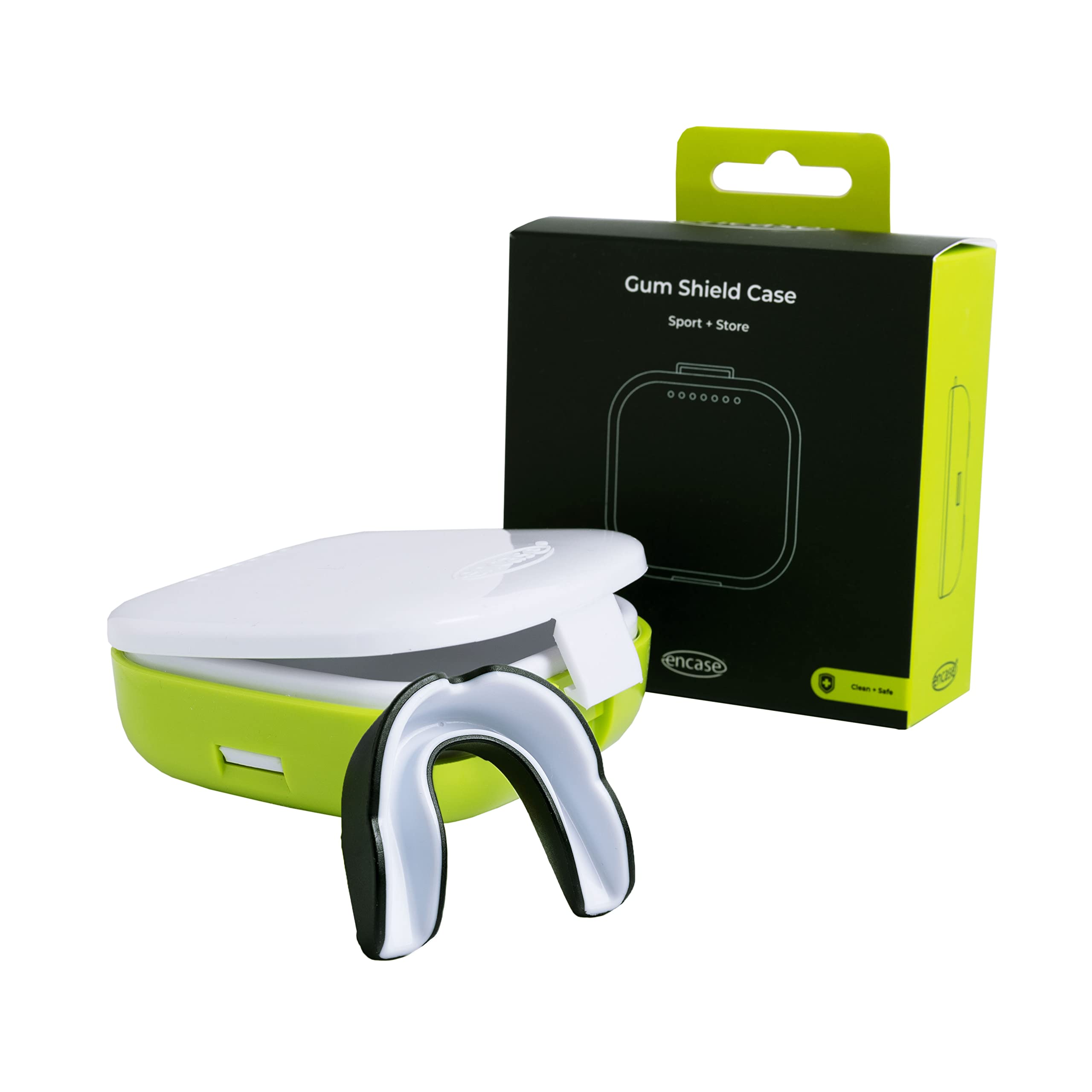 Encase Sport Mouth Guard Case with Immersion Bath – Dentist Approved Hygienic Gum Shield Case for Clean & Safe Storage – Mouthguard Case for Rugby, Boxing, Hockey, Martial Arts, Contact Sports (Green)