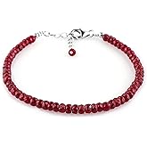 CRYSTALIS Natural Red Sapphire Color Corundum Beads Adjustable Bracelet, High Grade Beaded Crystals, Chakra Healing Gemstone, Gift Giving Women Jewelry, 925 Sterling Silver Slider 8 inch