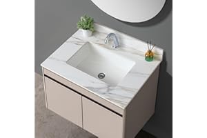 LEGENDSTONE 31" Bathroom Vanity Top with Ceramic Undermount Sink & Backsplash,Calacatta Gold Sintered Stone Counter Top, Single Hole Vanity Sink Top