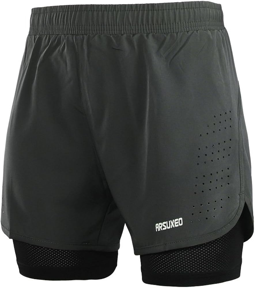 ARSUXEO Men's Active Training Running Shorts 2 in 1 : Clothing