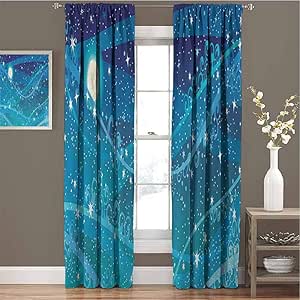 Cortinas opacas para dormitorio con luna llena de luna astronomía