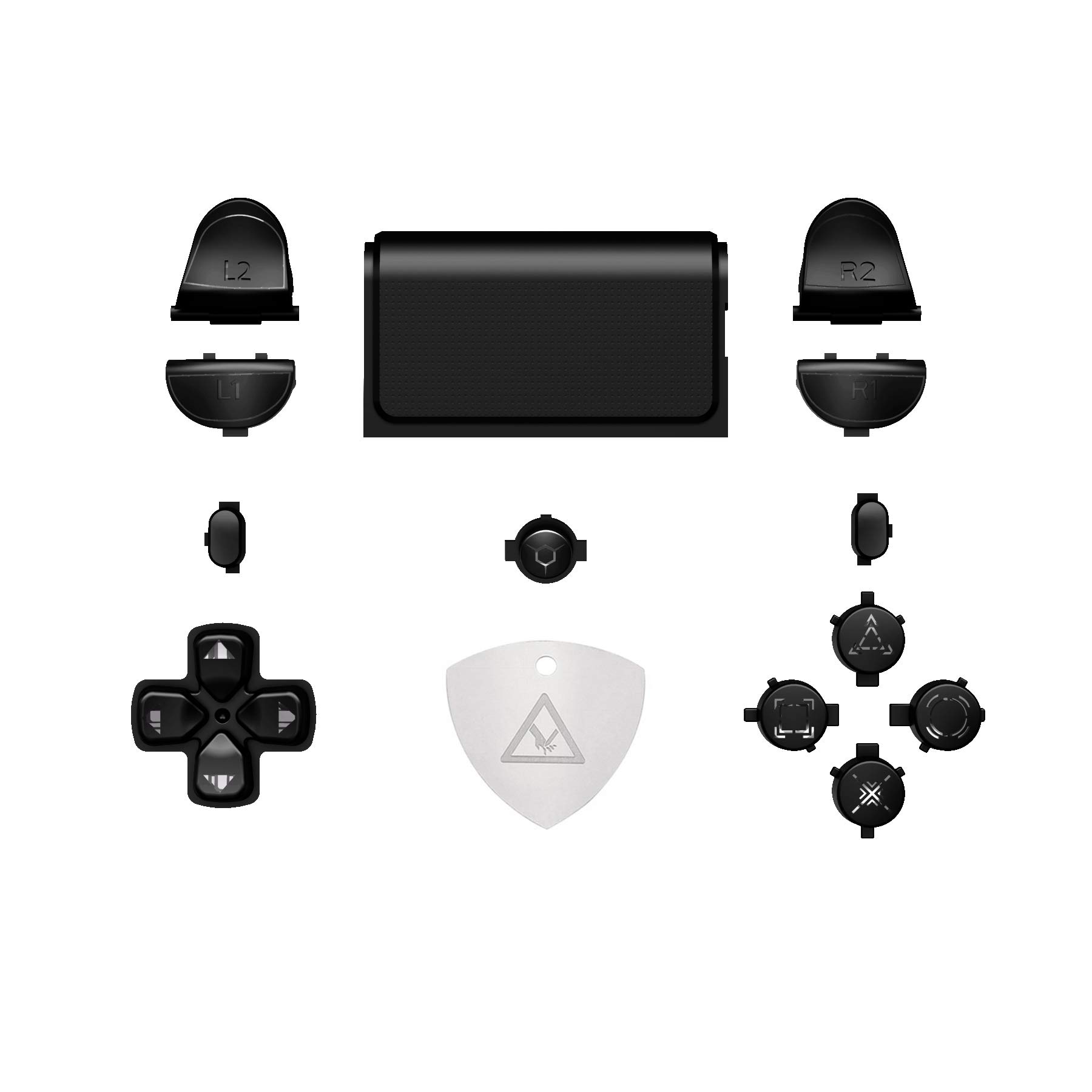 eXtremeRate Black Classical Symbols Custom Replacement Full Set Buttons for ps4 Slim Pro CUH-ZCT2 Controller - Compatible with ps4 DTFS LED Kit - Controller NOT Included