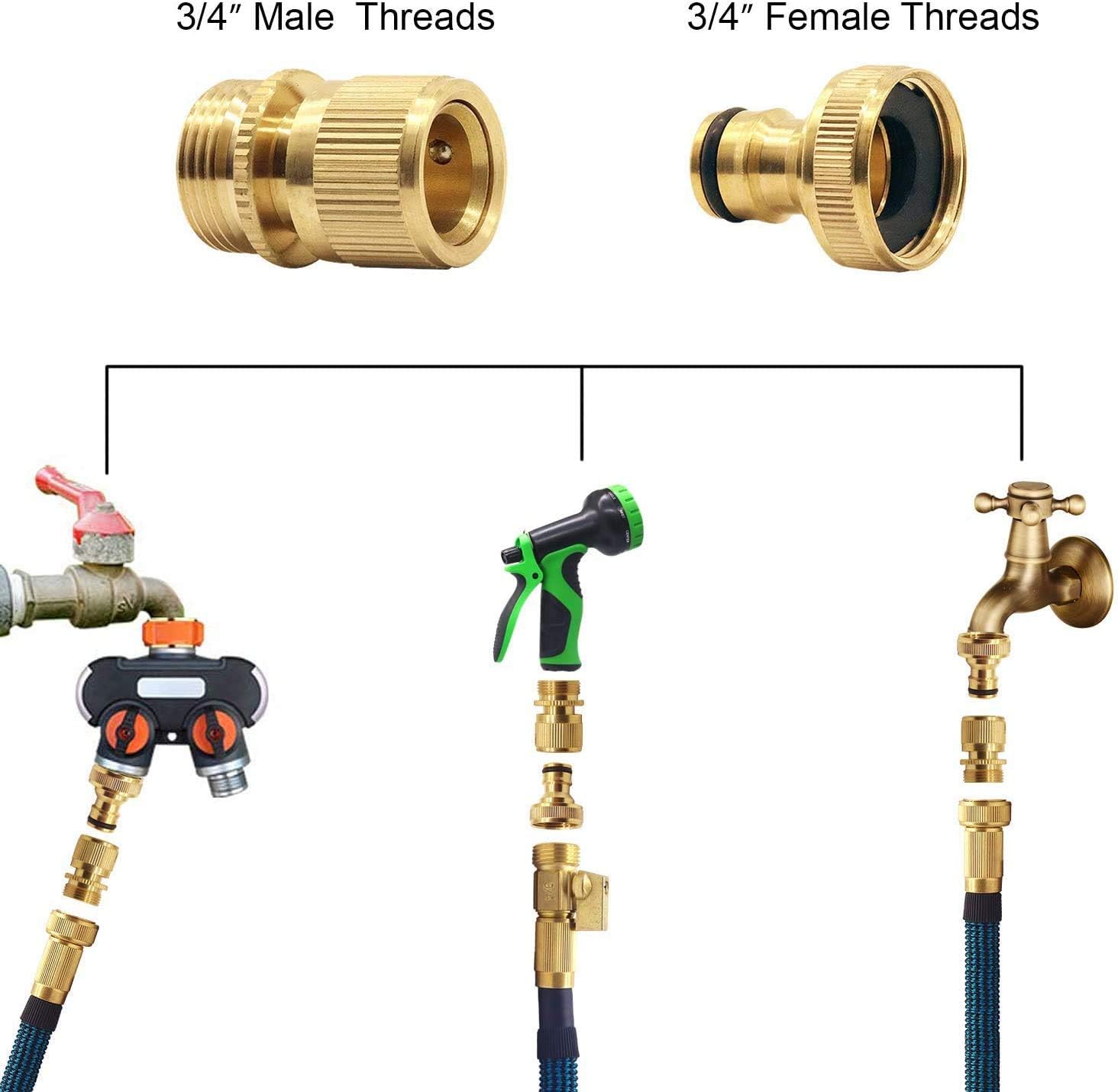 Hydrogarden Garden Hose Quick Connector Brass Quick Hose End Connector