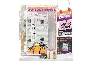 MAJIMA DESIGN Bluetooth Cassette Player with FM Radio Transparent Portable Design Retro Audio Gift Supports USB Power or AA Batteries Wired Headphones Included Nostalgic Music Lovers Collectors 80s 90s Vibes Device