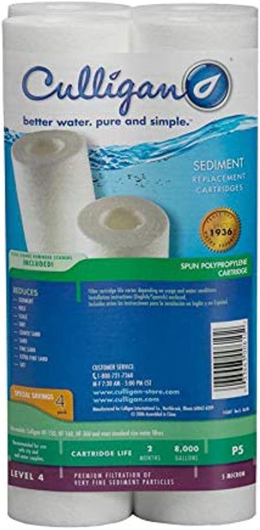Culligan P5-4PK P5 Whole House Premium Water Filter, 8,000 Gallons, Value 4-Pack, White, 4 Pack: Home Improvement
