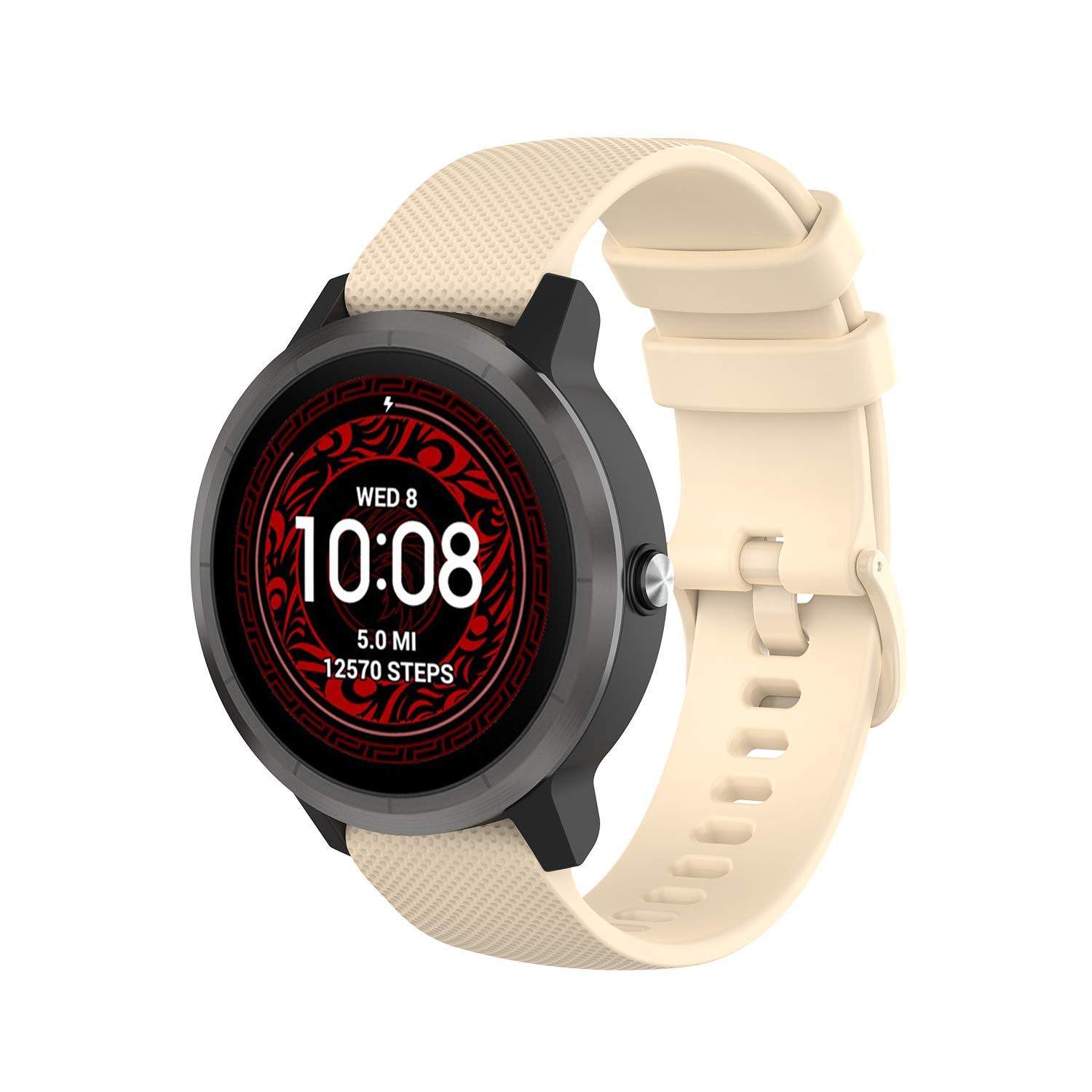 Wownadu 20mm Quick Release Watch Strap Compatible for Garmin Vivoactive 5/3, Venu, Venu 2 Plus/Sq/Sq 2, Strap Women Men Wristband for Vivomove 3/Trend/Sport/Style Beige