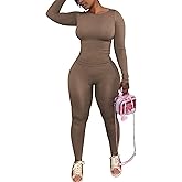 chicyes Women's 2 Piece Matching Lounge Sets Workout Long Sleeve Tops Legging Pants Casual Fall Two Piece Outfits