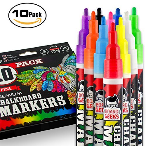 Board geeks liquid chalk markers for chalkboards, white…