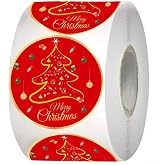 Anwyll Christmas Gift Stickers - 120Pcs 2Inch Merry Christmas Stickers Gold Foil Stamping Envelope Seal Label Sticker Self Adhesive Xmas Gift Sticker Happy Holidays Labels For Gifts Present Card Decor
