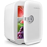 CROWNFUL Mini Fridge, 4 Liter/6 Can Portable Cooler and Warmer Personal Refrigerator for Skin Care, Cosmetics, Beverage, Food