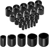 Sourcing Map 25Pcs Round End Caps 6mm 9mm 12mm 16mm 19mm Black Vinyl Kit view 1