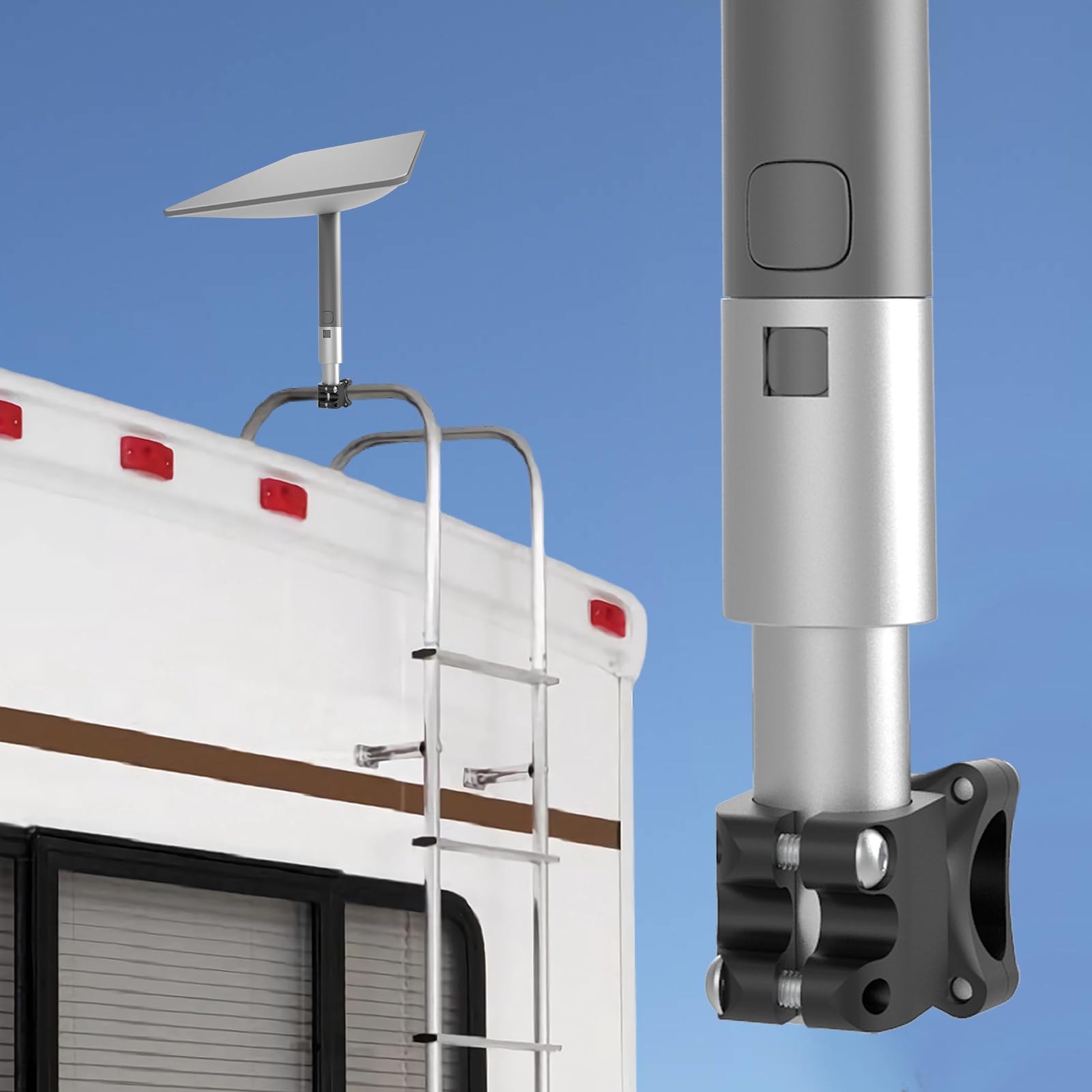Photo 1 of wuutyty Starlink Rv Ladder Mount, Starlink Roof Rack Mount, Starlink Mount with Pipe Adapter for RV, Starlink Pole Mount,Load-Bearing 200lbs, Installation Range 0.8-1.17” (All Aluminum)
