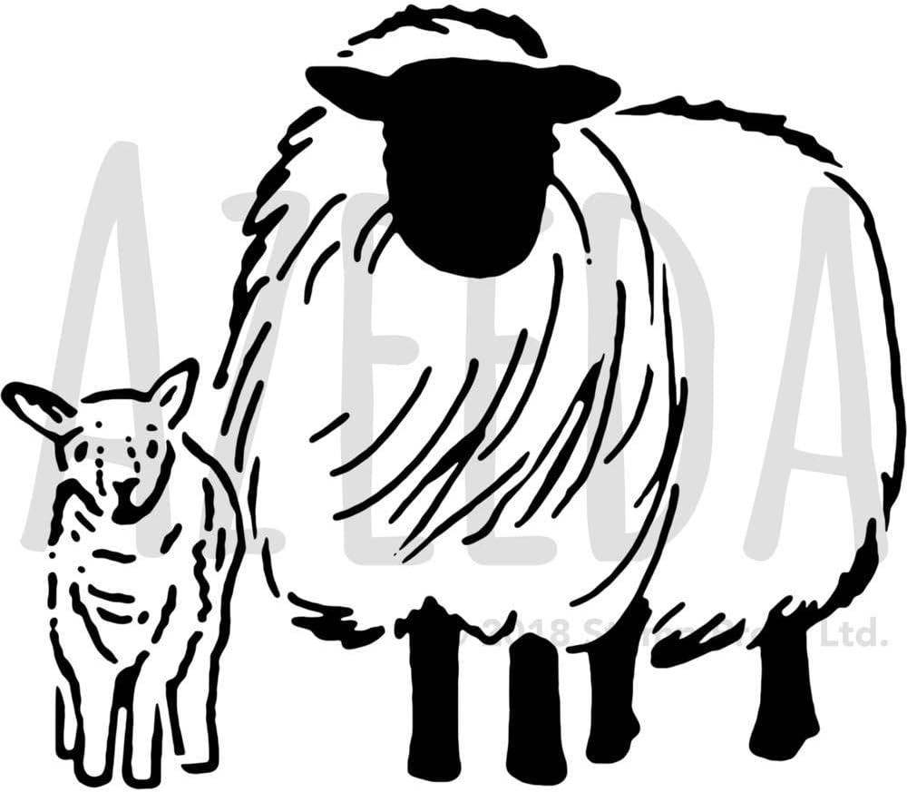 Large A2 'Sheep & Lamb' Wall Stencil / Template (WS00033545) Amazon.co