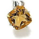 Natural Rocks by Kala Genuine 2ct Golden Citrine 925 Solid Sterling Silver Pendant 18mm