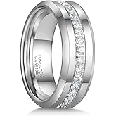 Greenpod 6mm 8mm Tungsten Carbide Rings for Men Silver/24K Gold Plated Cubic Zirconia Eternity Wedding Band Women High Polish Comfort Fit Size 6-13