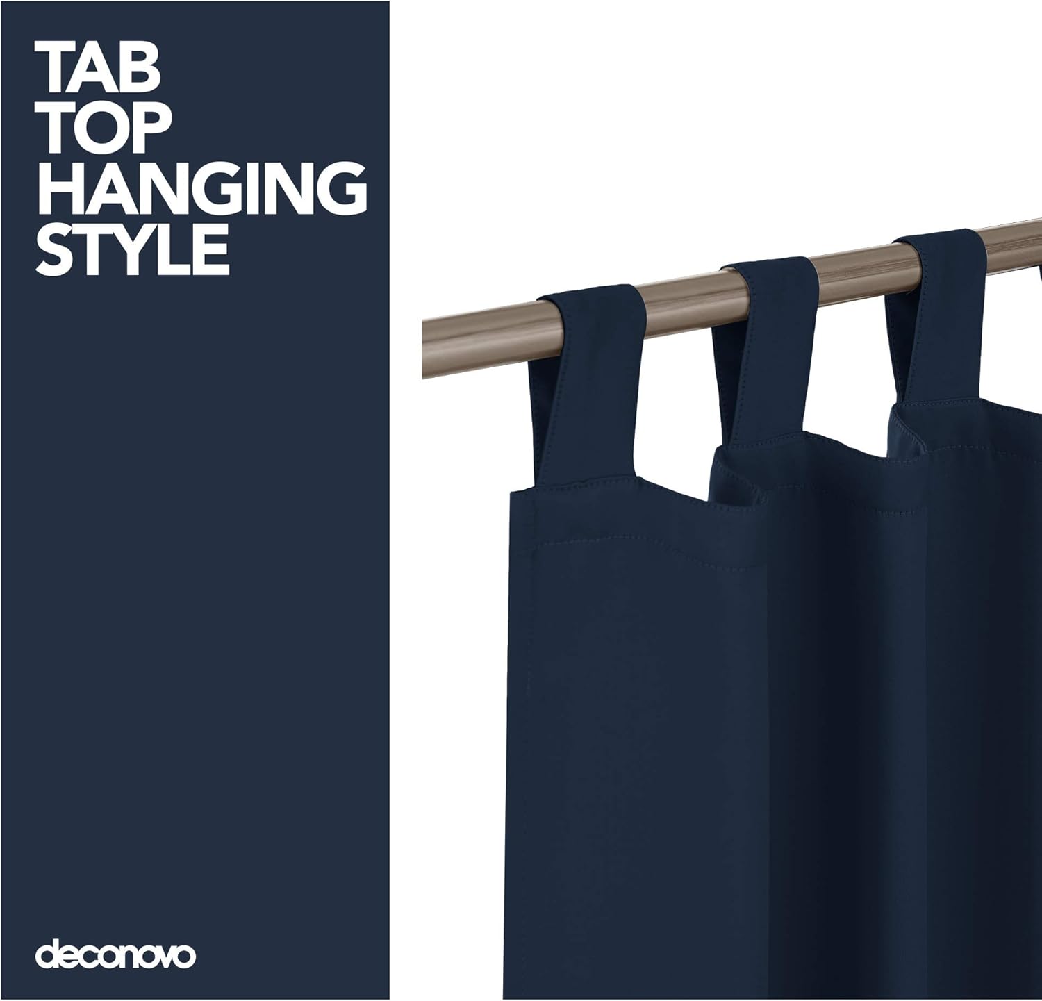 Deconovo Solid Energy Saving Tab Top Curtains Blackout Curtains Thermal Insulated Curtains for Baby Nursery Navy Blue W55 x L82 Inch One Pair - Image 5