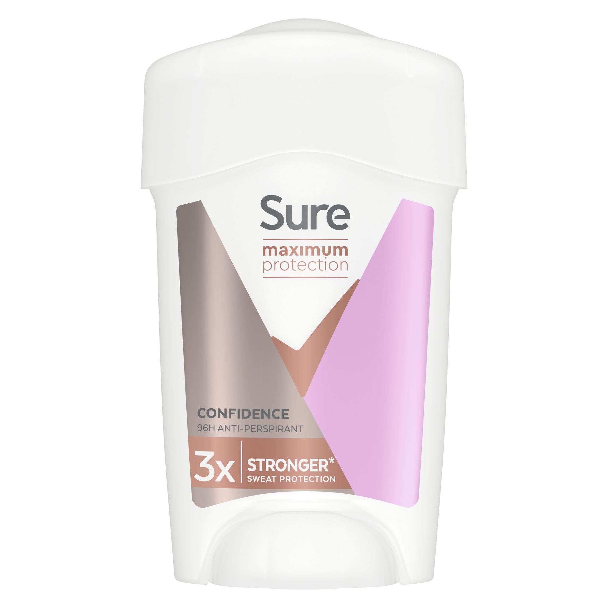 Sure Maximum Protection Confidence Anti-perspirant Cream Stick 96h protection deodorant for 3x stronger* sweat protection 45 ml