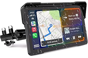 Jelkuz Motorcycle CarPlay 7 inch Carplay Motorcycle Android Auto GPS Navigation for Moto w Large Waterproof TouchscreenDual Bluetooth Car GPS Voice Control Siri G00gle Assistant Brightness Adjust