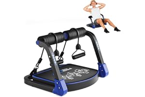 HOPHORSE Ab Machine, Core & Sit Up Exercise Equipment for Home Gym, Ab Workout Equipment for Stomach Workout, Resistance Bands, 4 Resistance Levels, Adjustable, Automatic Rebound, Ab Trainer Machine