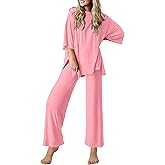Ekouaer Lounge Sets for Women Short Sleeve Tops and Long Pants Soft Comfy Pajamas Set 2 Piece Outfits
