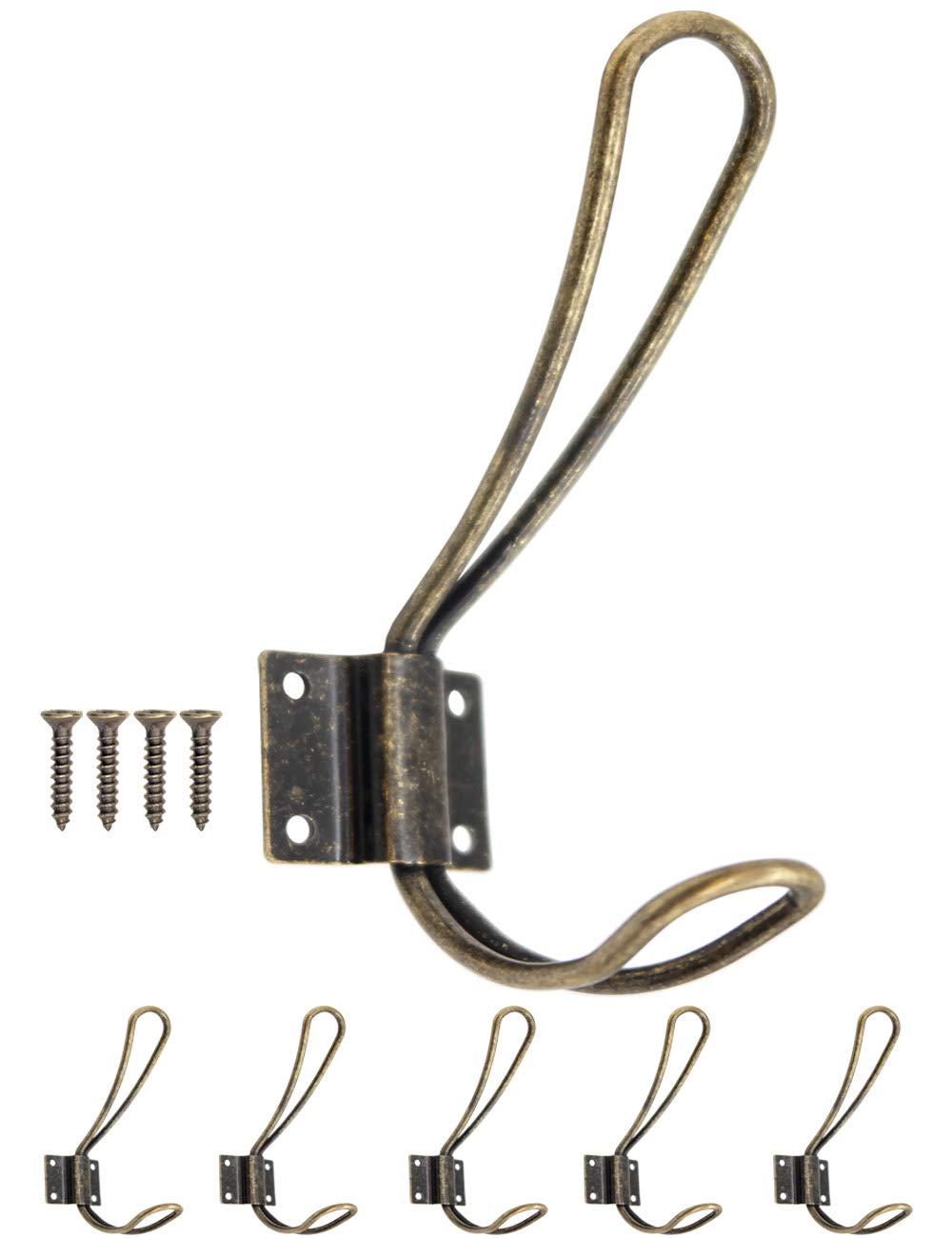 Fuxxer® Classic Coat Hooks Wall Hooks Clothes Hooks Antique Bronze Set of 5