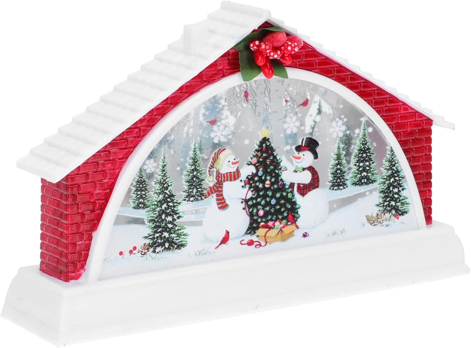 Snow Globes - Uonlytech Christmas Decorations Christmas Lighted Snow Globe Lamp: Xmas Water Glitter Lantern Snowman Snow Swirling Water House Globe Light for Holiday Desktop Ornament Presents Home Decor